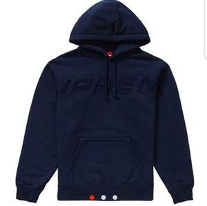 Supreme navy blue logo hoodie size XL
